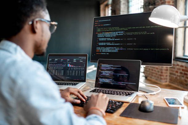 Developer building a custom business web application